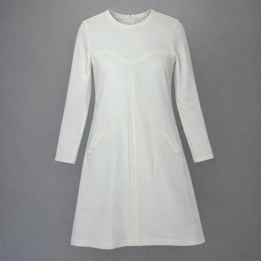 Emerson Fry Pernille Long Sleeve Dress Womens Large White Ponte Knit Old Money
